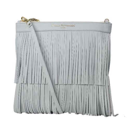 Bolso de flecos gris claro de  piel primavera verano stella rittwagen